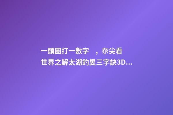 一頭圓打一數字，夵尖看世界之解太湖釣叟三字訣3D第2022248期-第1張-觀點-玄機派